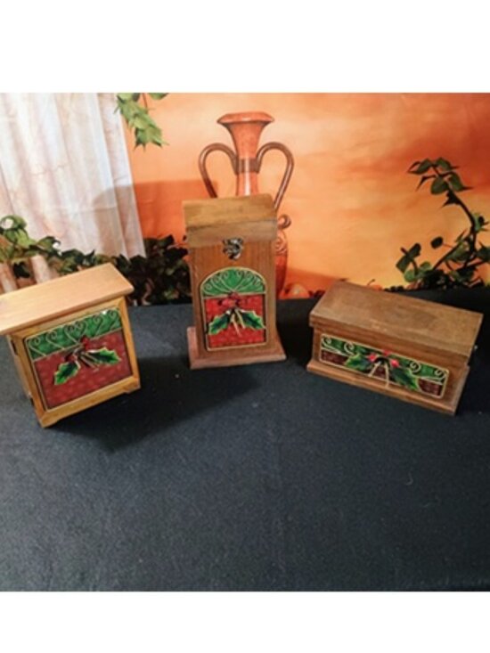 VGUC: Distressed Rustic Wood Boxes Set 3pc for the Holidays - Picture 1 of 6